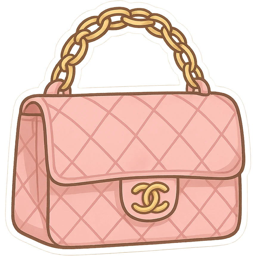 Luxury Chanel handbag pink emoji