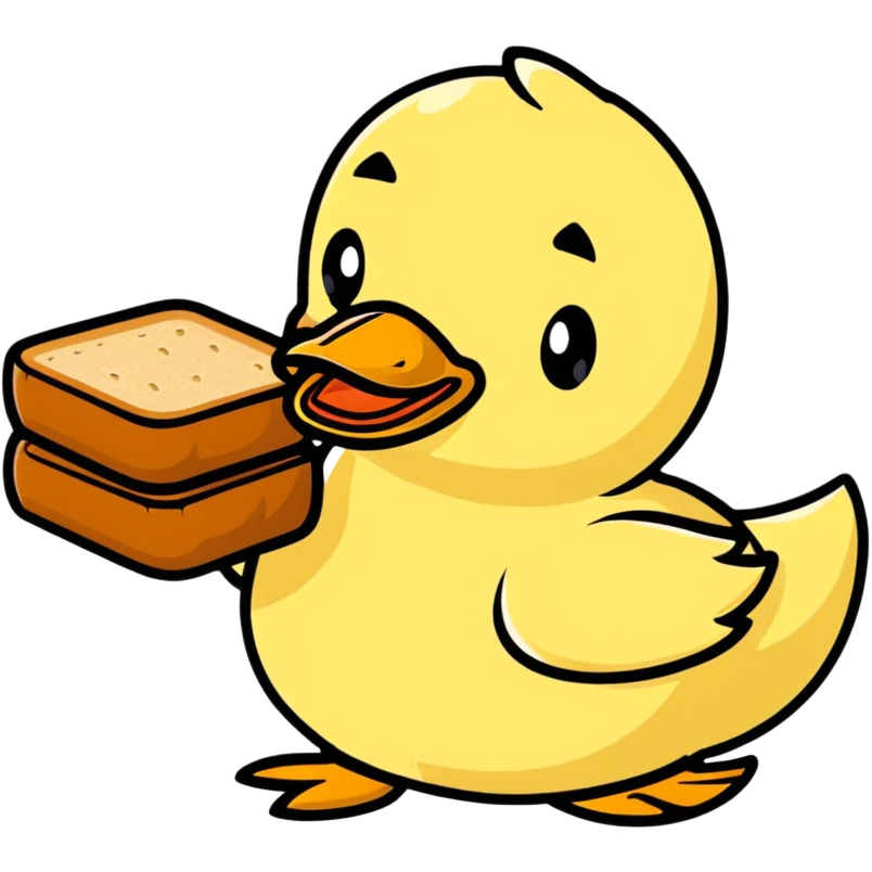 duck made of gluten emerging from bread loaf emoji