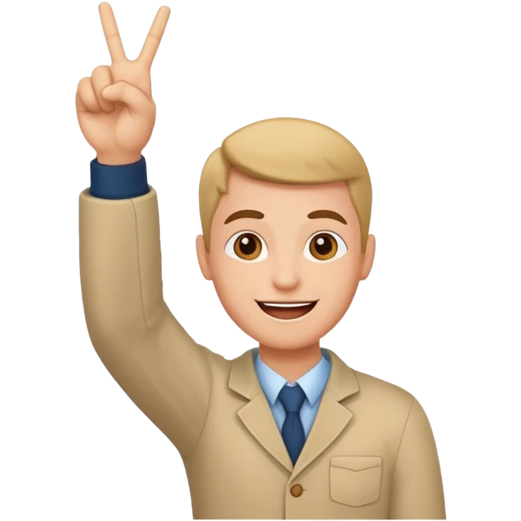 happy expression win emoji with victory gesture emoji