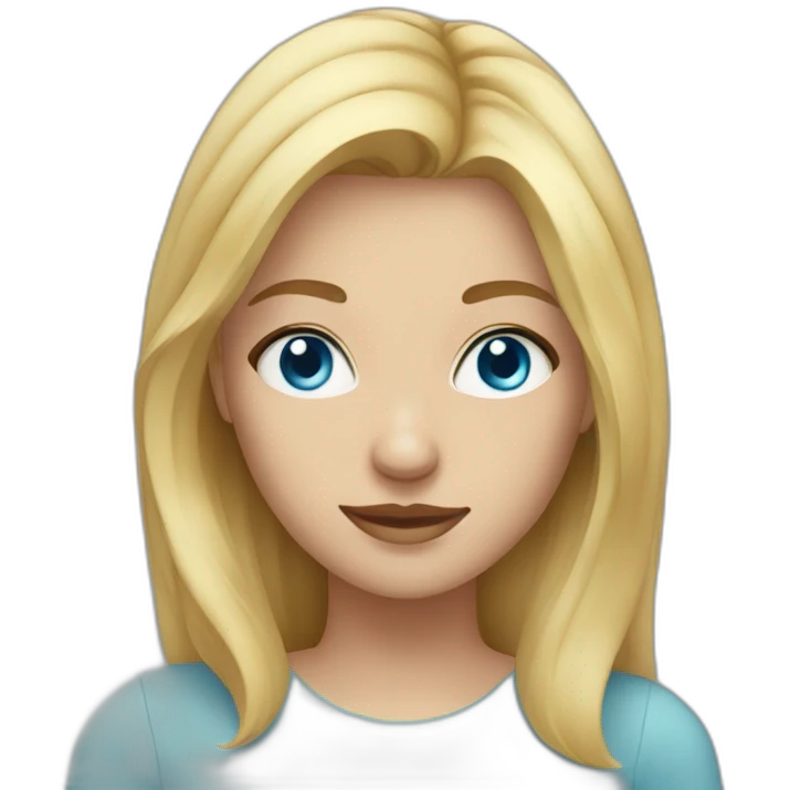 young woman with blue eyes and medium blonde hair emoji