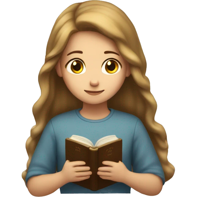 A girl with light brown hair with her Bible praying to God emoji