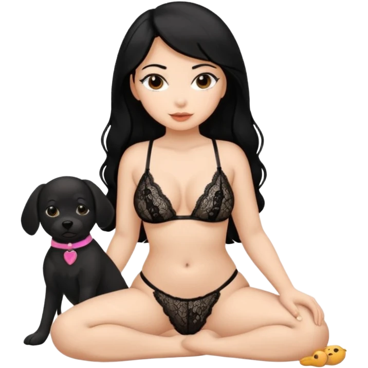 Black hair Latina girl sitting a sex toy naked doggy style sex emoji