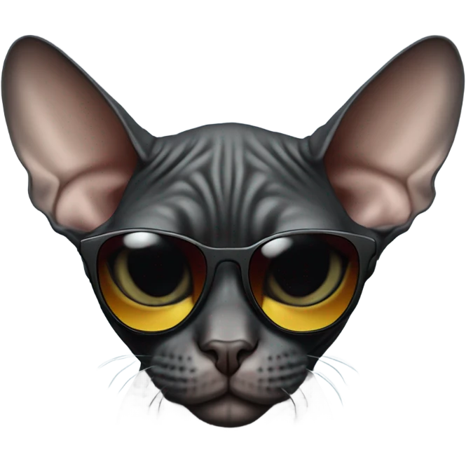 Black cat sphynx with sunglasses  emoji