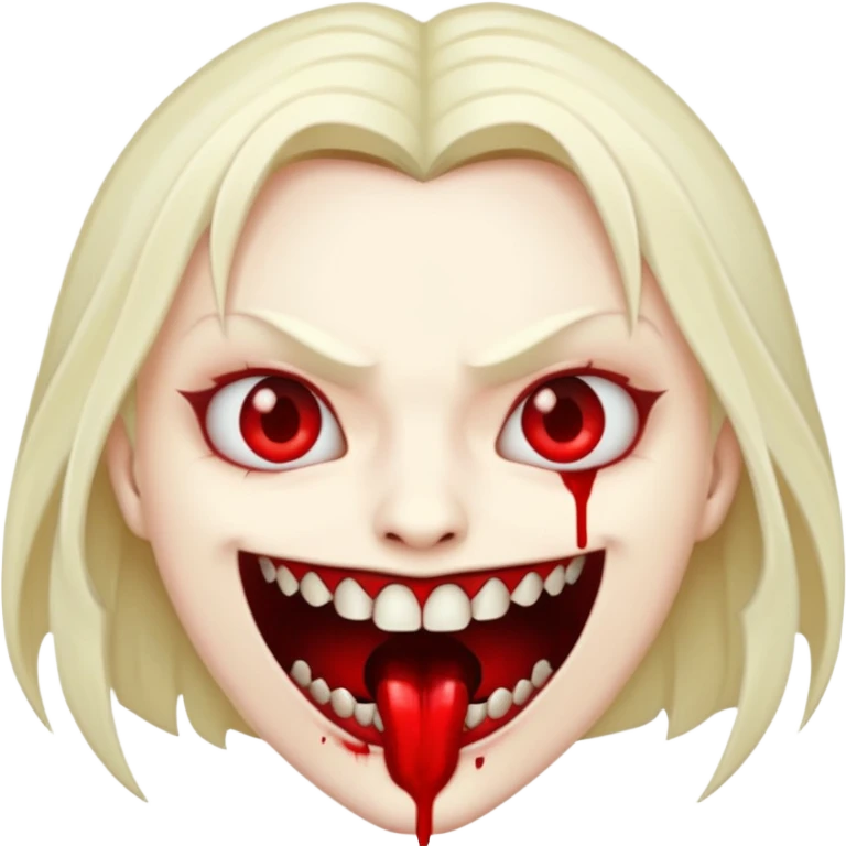 Vampire head, fangs, pale skin, cartoon horror emoji, no background emoji