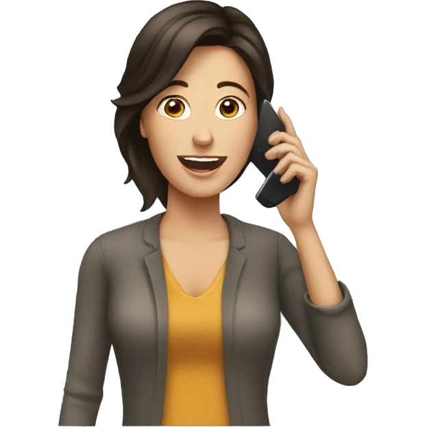 Brunette Woman talking on cell phone emoji