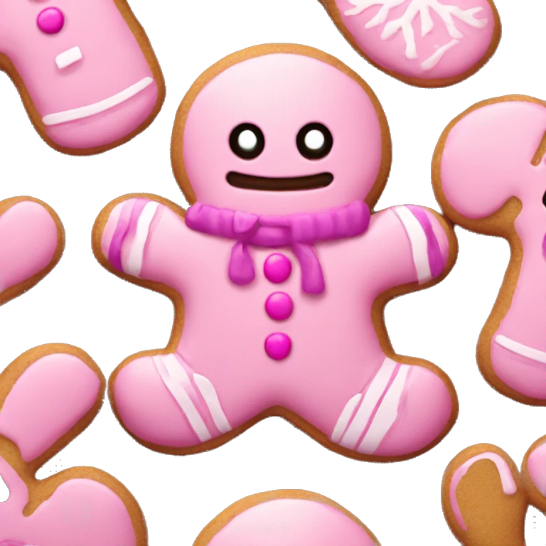 Pink Gingerbread man with mittens  emoji