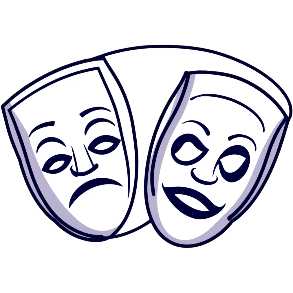 theatrical comedy and tragedy masks symbolizing parody emoji