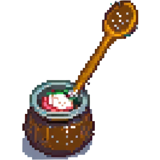 a spoonful of brown sugar, pixel art style, simple and blocky, clear spoon shape emoji