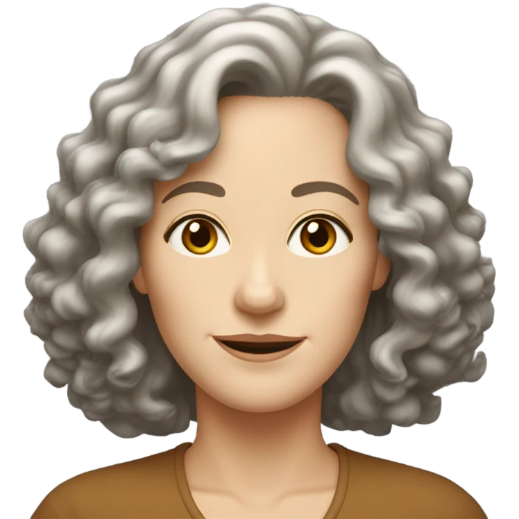 White woman 50 plus with shoulder length curly brown hair and hazel eyes emoji