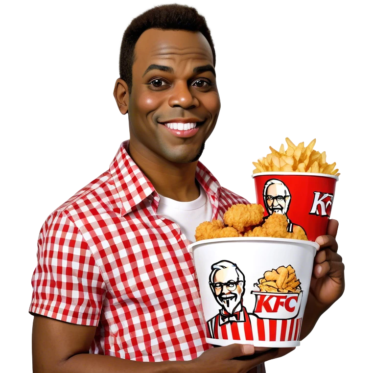 african american man holding kfc emoji
