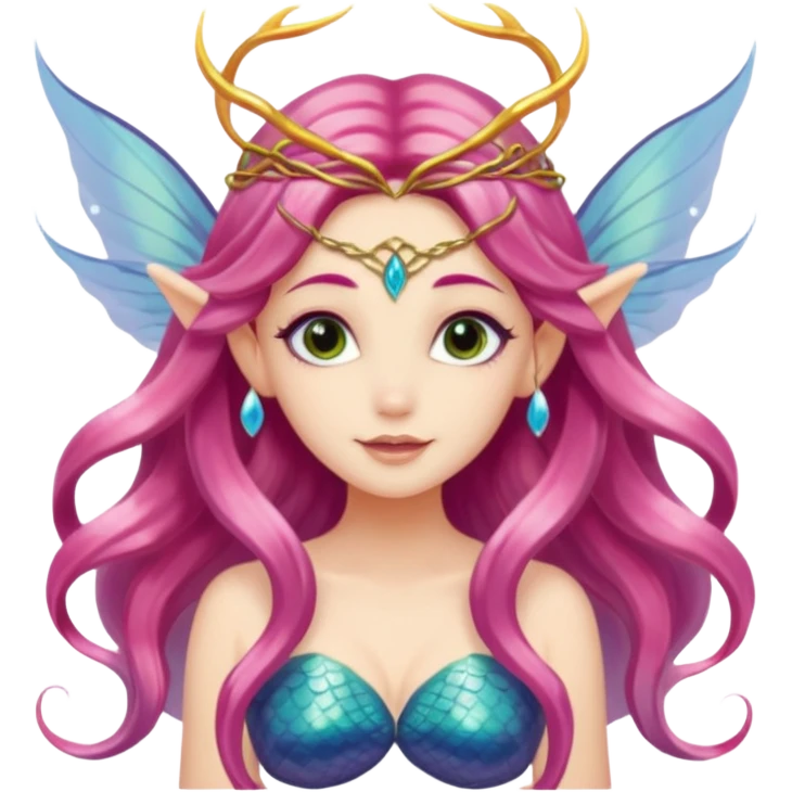 Pretty mermaid with fairy wings and elf ears emoji