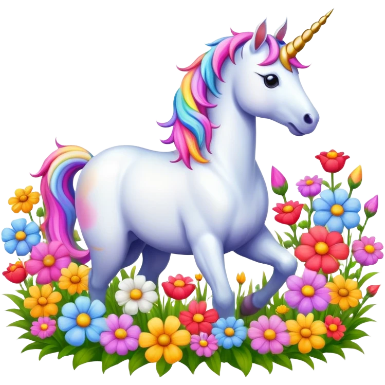unicorn in a field of flowers emoji
