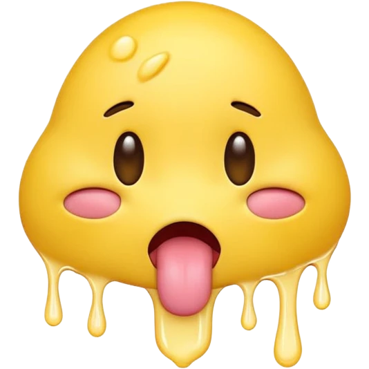 yellow emoji with its eyes closed and tongue hanging out its mouth dripping with white colored saliva emoji
