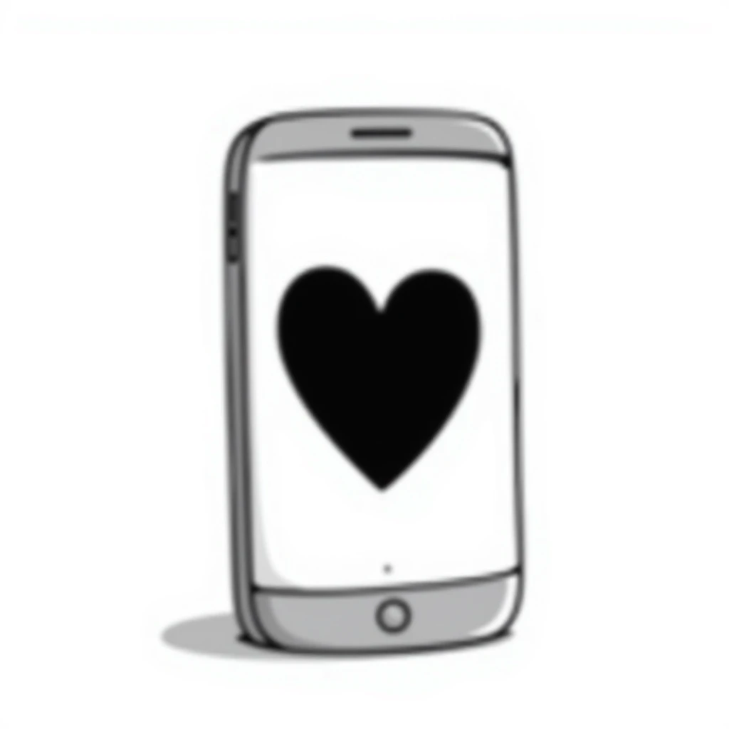 smartphone with a big heart emoji