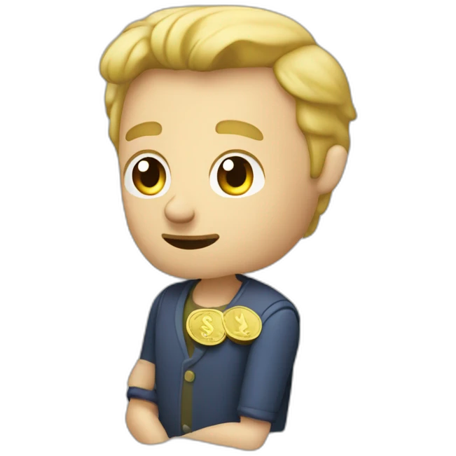 blonde caucasian middle-age male with small beard counting money emoji