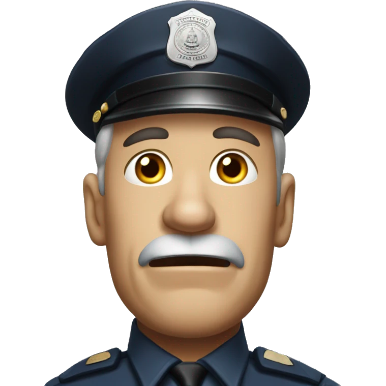 Photorealistic old American policeman is seriously scared emoji