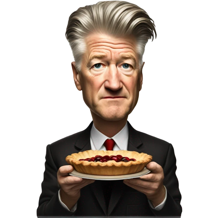 david lynch holding a cherry pie and coffee emoji