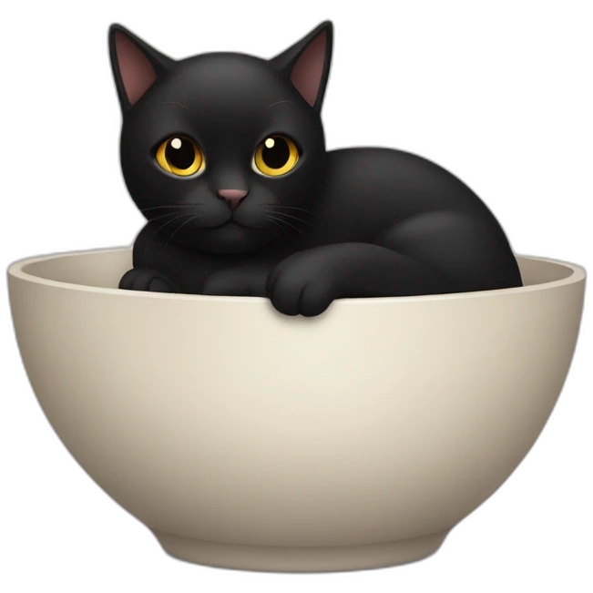 black cat in a bowl emoji