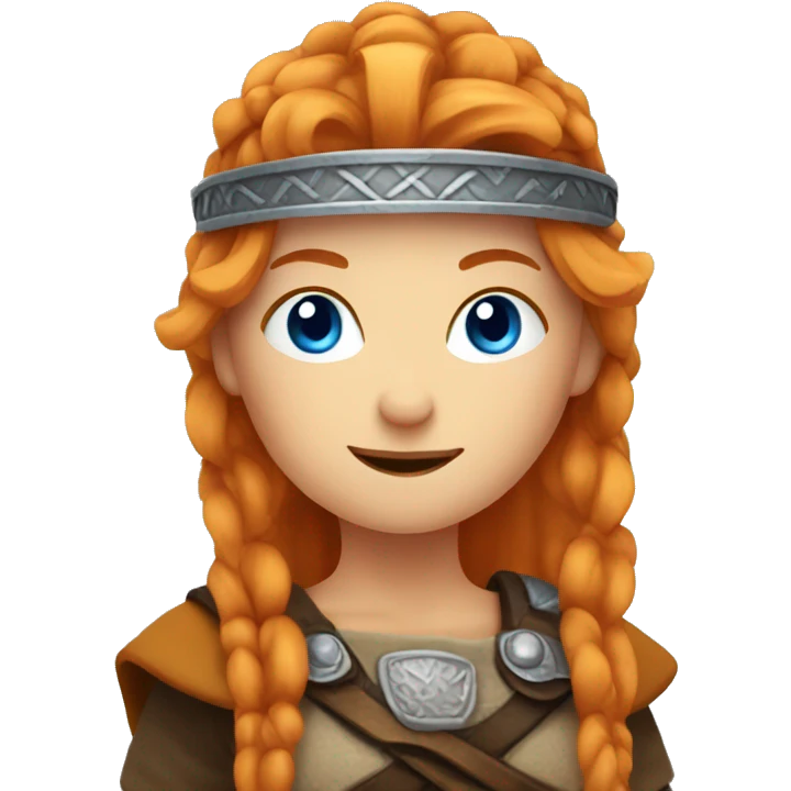 Orange haired, blue eyed Viking woman emoji