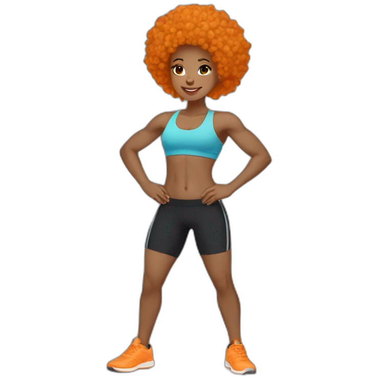 Light skin afro Orangehair in fitness emoji