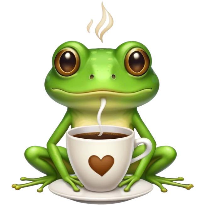 Skinny frog with coffee emoji