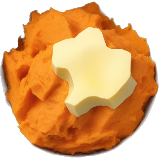 mashed sweet potatoes in a bowl with butter on top emoji