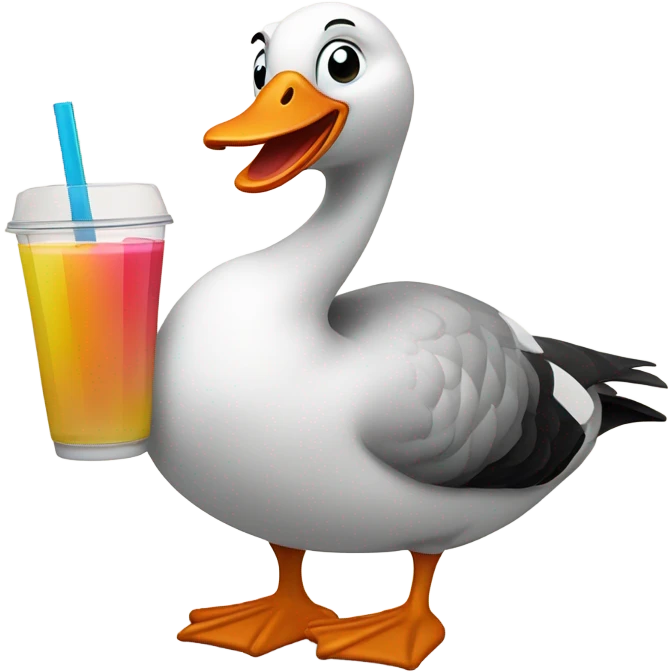 silly goose drinking juice emoji