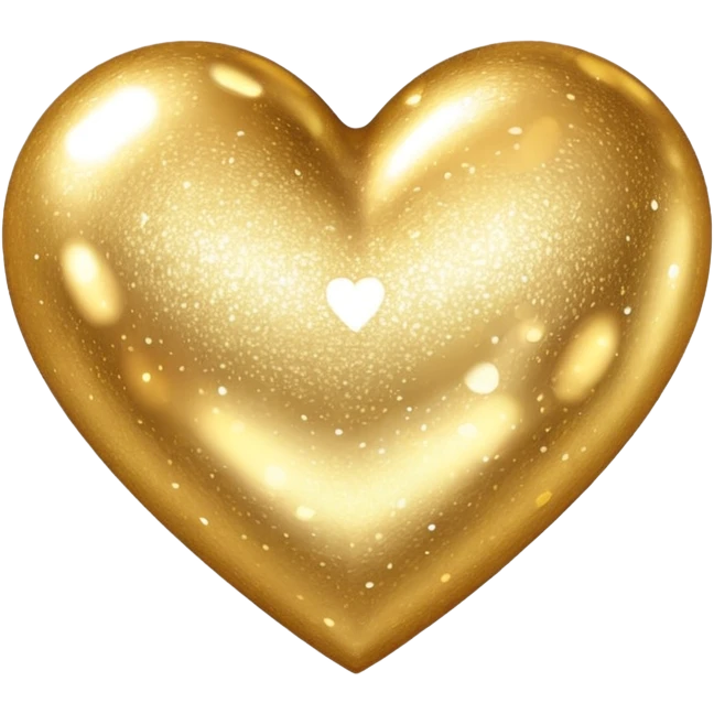Change the glittery silver color heart with a subtle gradient and no border to a glittery gold color heart with a subtle gradient and no border. Keep the background transparent. Maintain the style and subtle gradient effect of the original heart. emoji