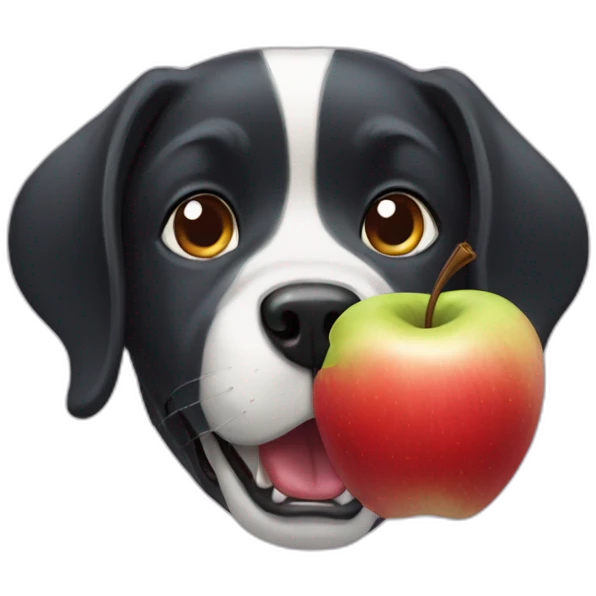 apple in dog mouth emoji