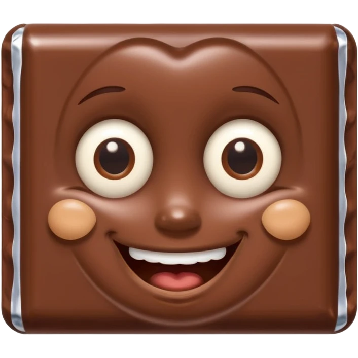  chocolate bar with eyes and mouth looking at the camer emoji