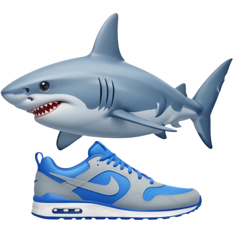 A shark standing, with blue nike sneakers emoji