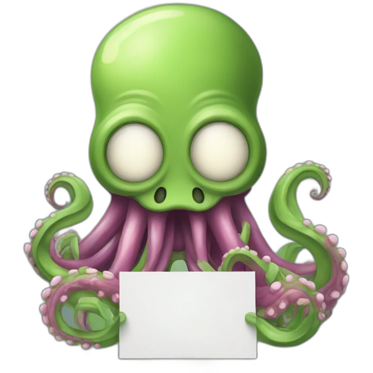 Cute kraken Holding a Sign in his tentacles emoji