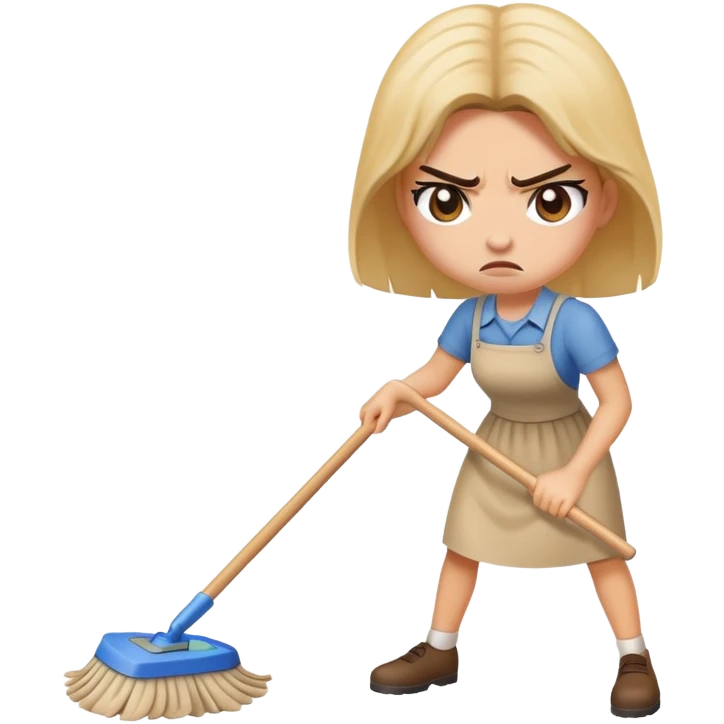 angry women mopping floor emoji