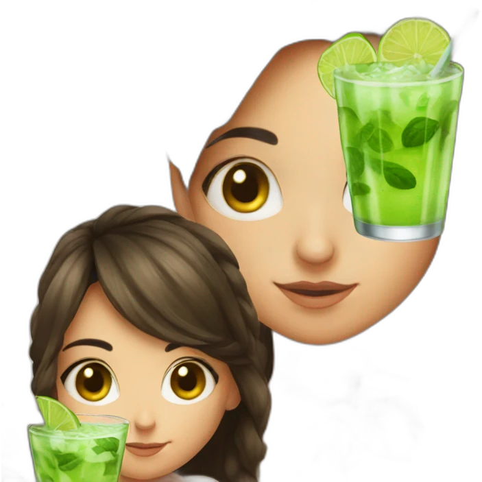 brunette girl with mojito is watching you emoji