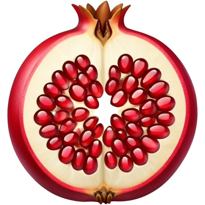 cut-open pomegranate showing the shiny, ruby-red seeds inside emoji