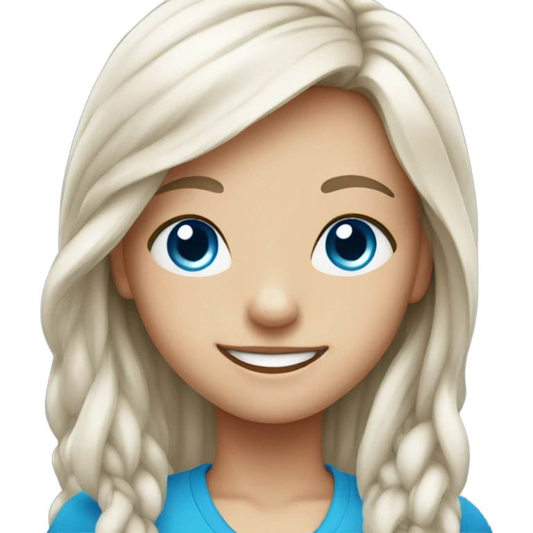 Blue eyed smiling girl with long hair emoji