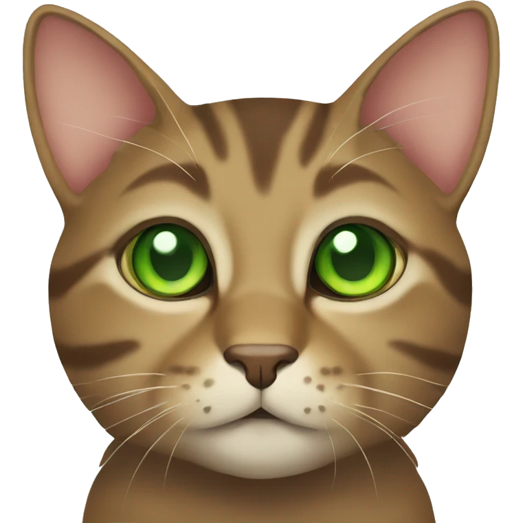 Tabby brown cat with green eyes and green collar  emoji