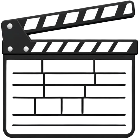 minimalist clapperboard outline, thin black lines only, no fill, just frame and diagonal line emoji