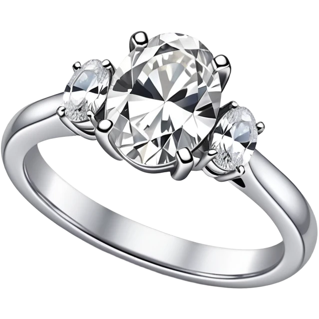 Oval diamond ring with silver and two diamomd band emoji