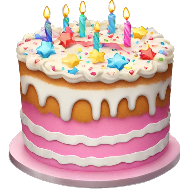birthday cake with sparkles emoji