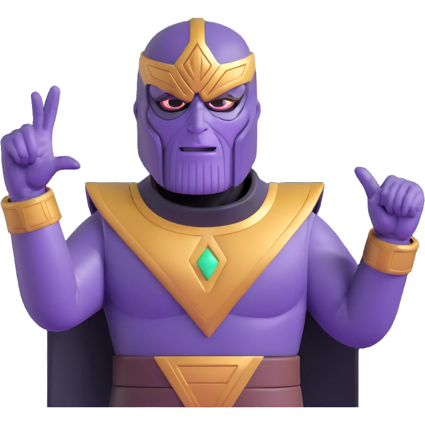 Thanos with Squid Game triangle mask pointing forward emoji