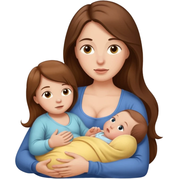 "Woman with long brown hair and fair skin breastfeeding a baby."
 emoji