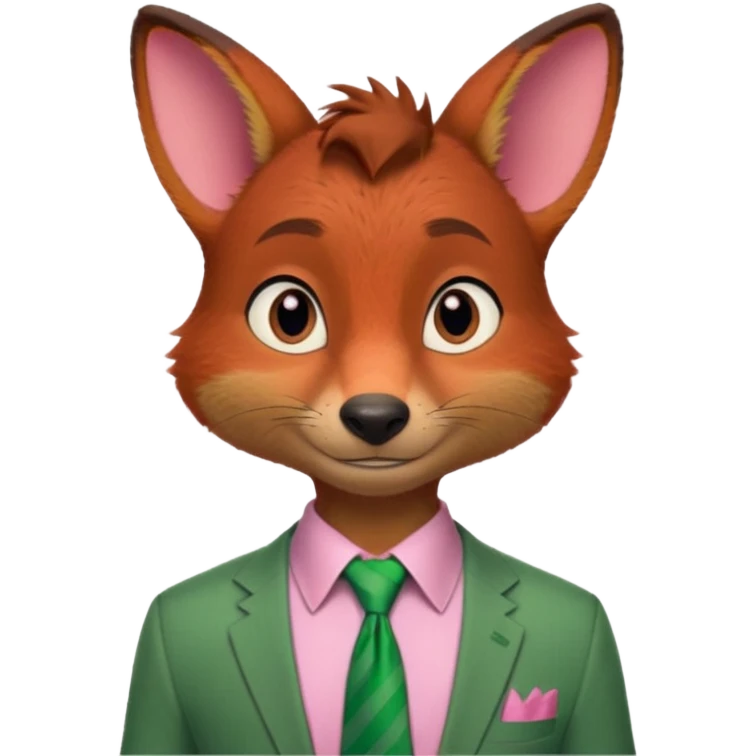 Nick Wilde (pink shirt, green tie, no suit) from the Zootopia Disney movie emoji