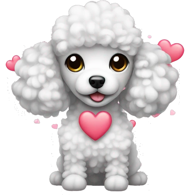poodle with hearts emoji