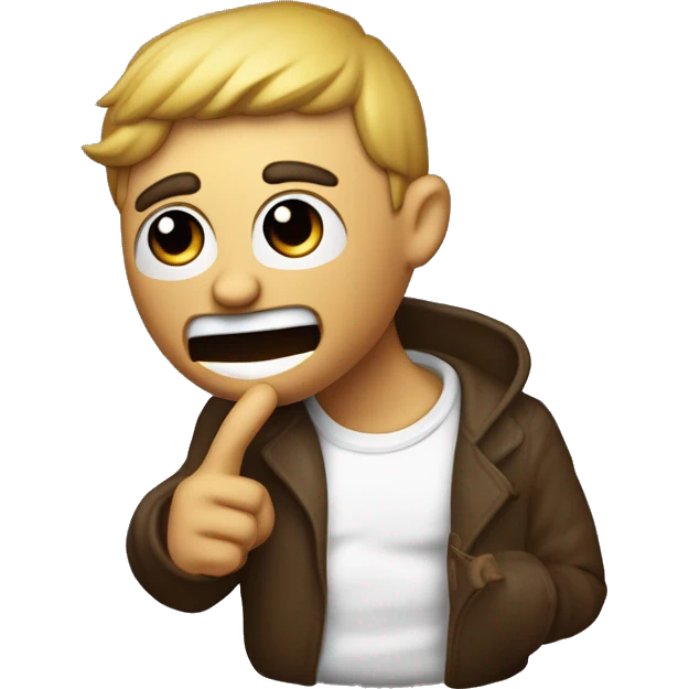 figura con cuernos pequeños y una sonrisa maliciosa como el 😈, con un gesto de "shhh" o dedo en los labios del 🤫 y nibes saliendo de la nariz como el de 😤 emoji