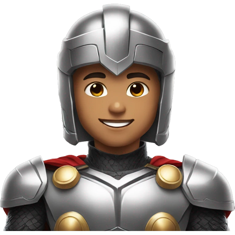 lightskin kid with thor helmet and heart eyes and big smile emoji