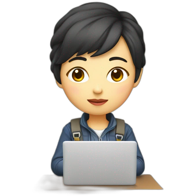 chinese tomboy developer with laptop emoji