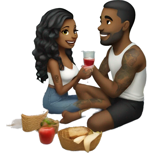 Romantic picnic date for beautiful tattooed couple emoji