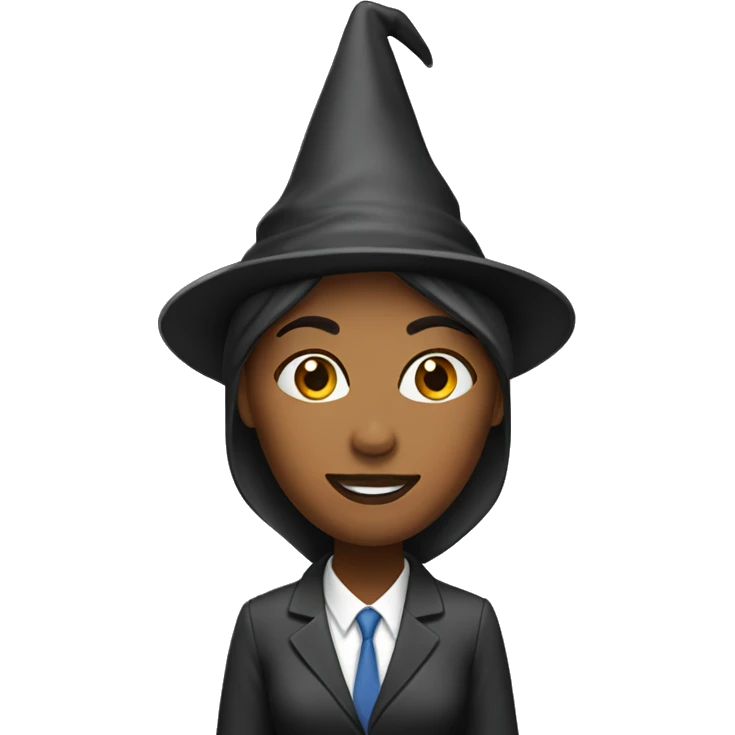 women in office with wizard hat emoji