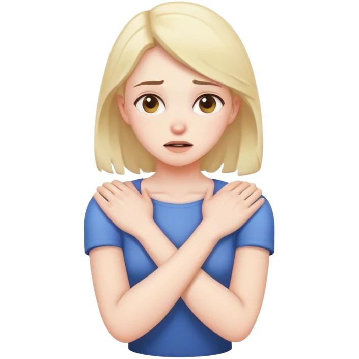 Arms crossed holding neck crashing out girl emoji